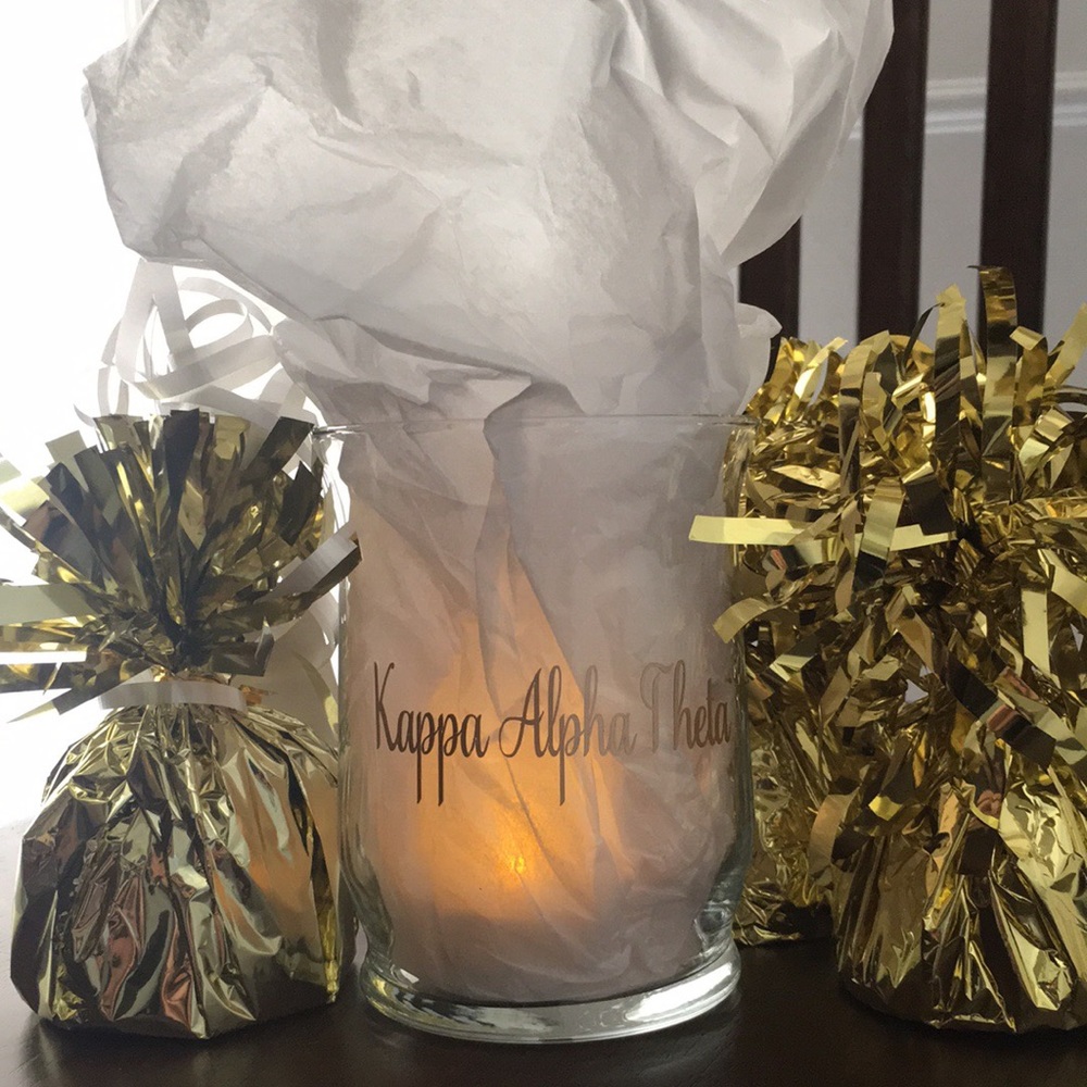 Kappa Alpha Theta Glass Candle Holder